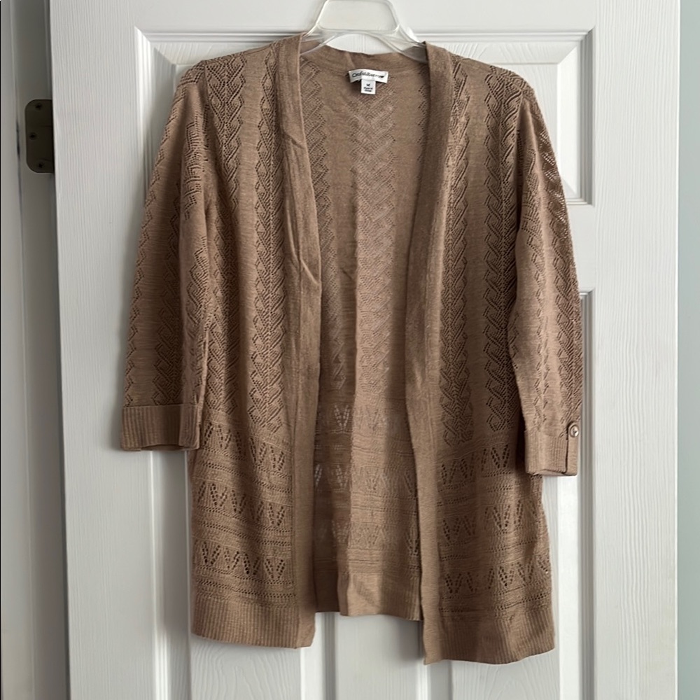 Croft & Barrow Tan Cable Knit Cardigan Sweater